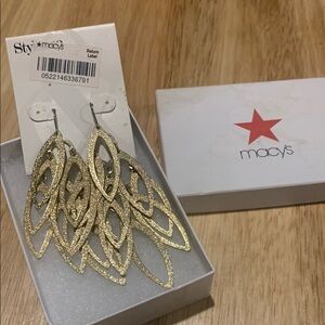 Macys gold leaf shaped earrings